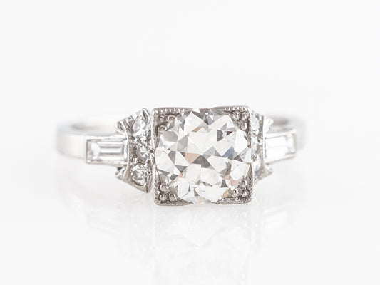 1930's Old European Diamond Engagement Ring in Platinum