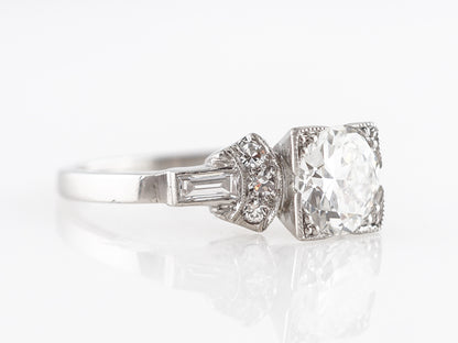 1930's Old European Diamond Engagement Ring in Platinum