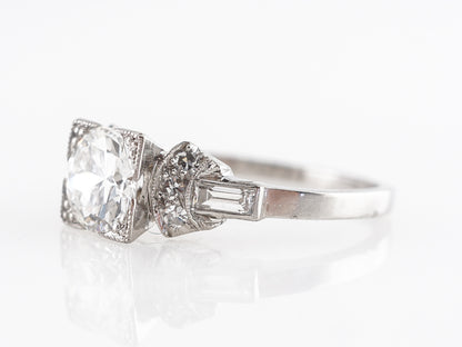 1930's Old European Diamond Engagement Ring in Platinum
