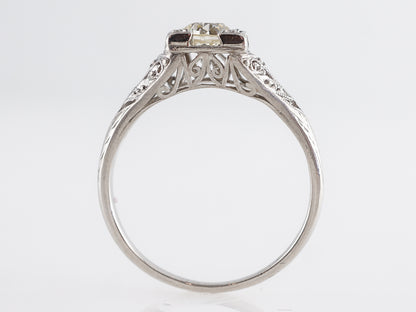 Art Deco Filigree Solitaire Diamond Engagement Ring in Platinum