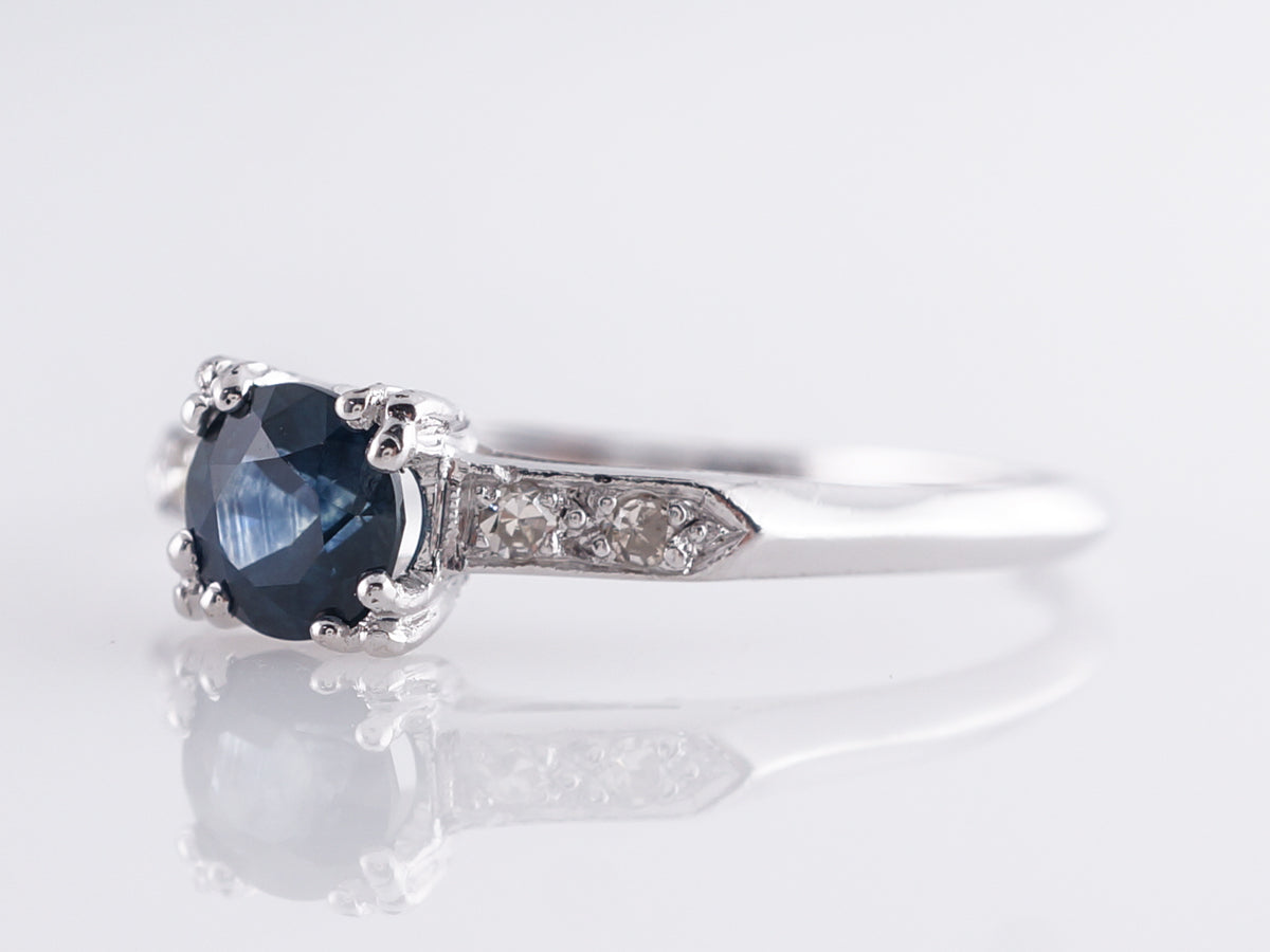 Art Deco Sapphire Engagement Ring in Platinum