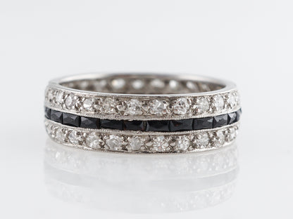 1920's Diamond & Sapphire Wedding Band in 18K White Gold