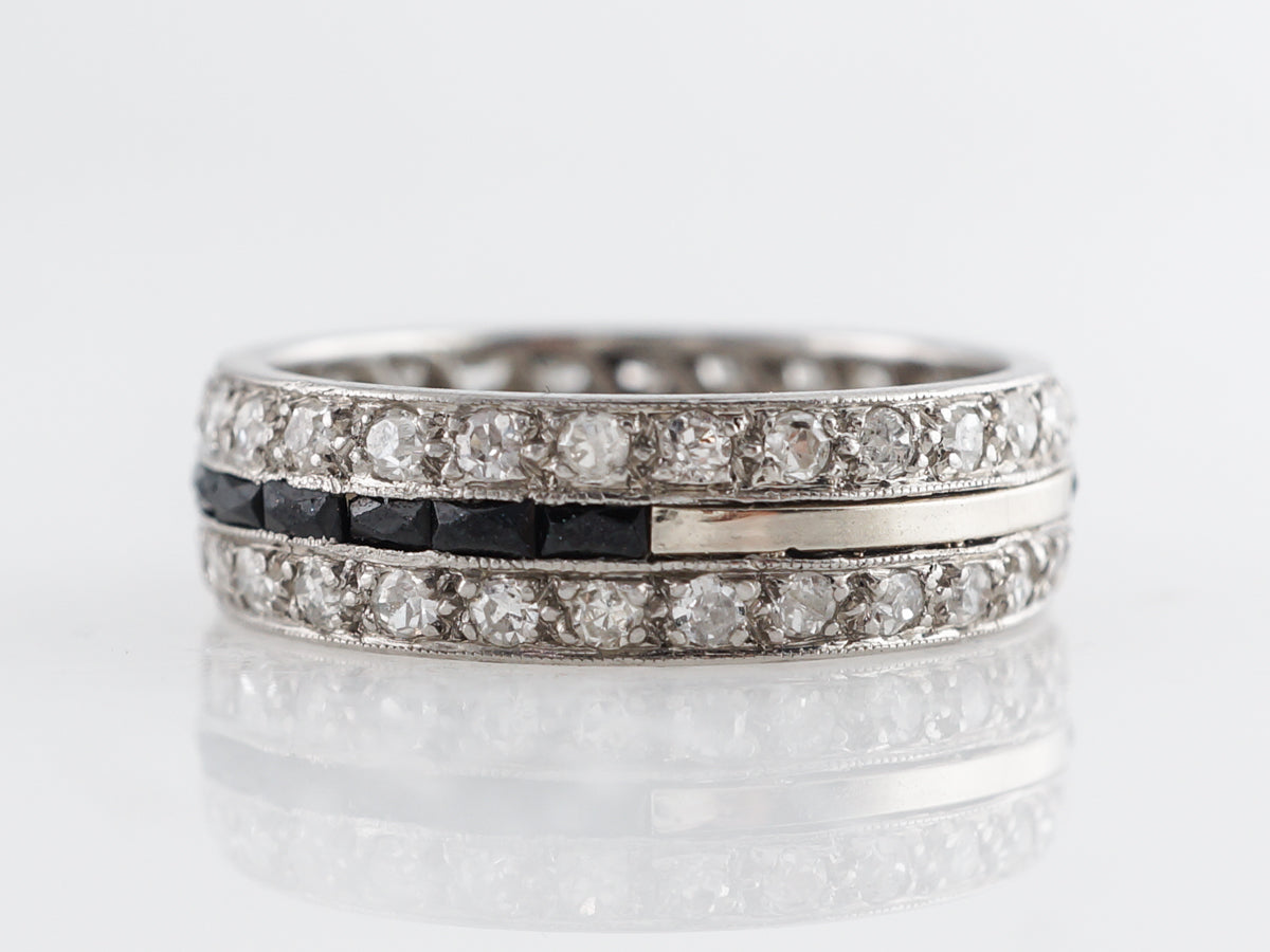 1920's Diamond & Sapphire Wedding Band in 18K White Gold