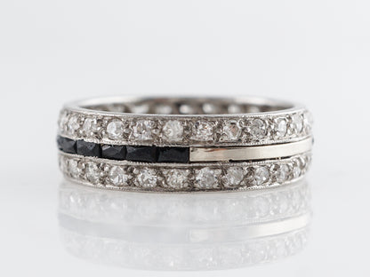 1920's Diamond & Sapphire Wedding Band in 18K White Gold