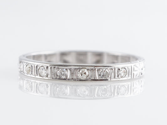 1920's Single Cut Diamond & Blossom Wedding Band in 14K