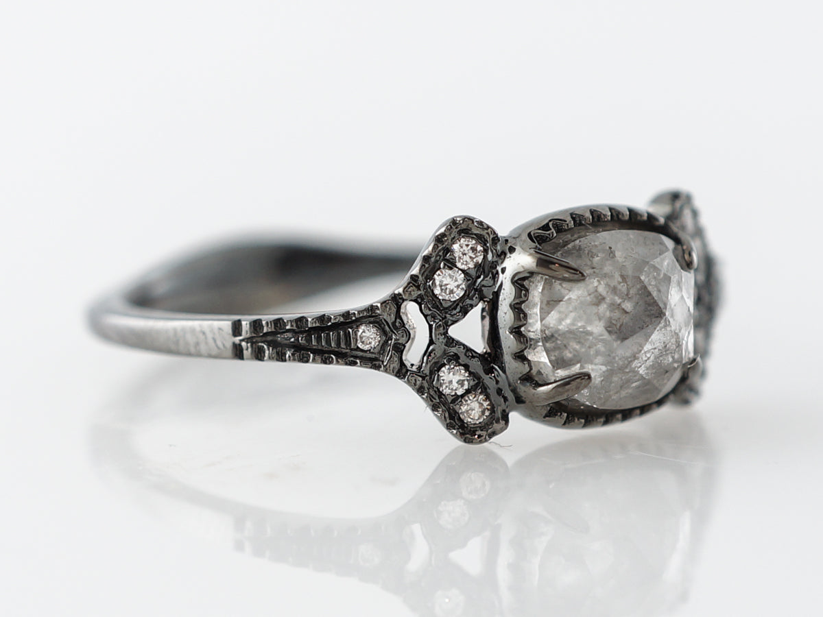 Grey Diamond Engagement Ring in 18k White Gold