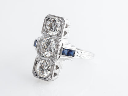 Three Stone Art Deco Diamond Ring in 20k White Gold