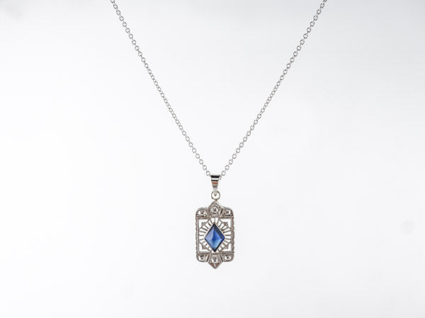 Art Deco Sapphire Necklace in 14k White Gold