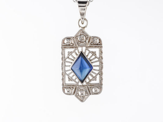 Art Deco Sapphire Necklace in 14k White Gold