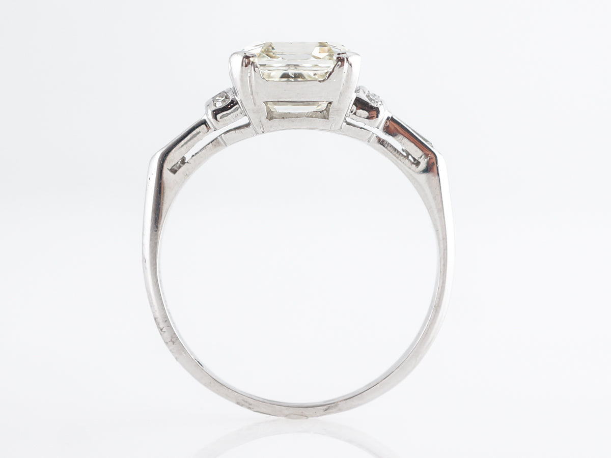 Vintage 3 Carat Asscher Cut Diamond Engagement Ring in Platinum