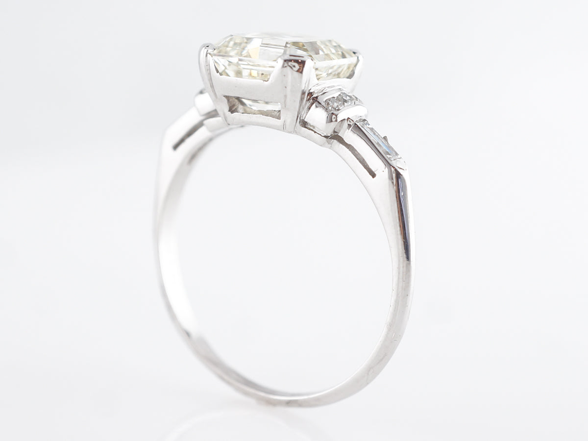 Vintage 3 Carat Asscher Cut Diamond Engagement Ring in Platinum