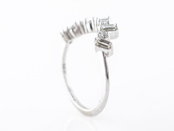 Baguette & Round Diamond Band in 14k White Gold