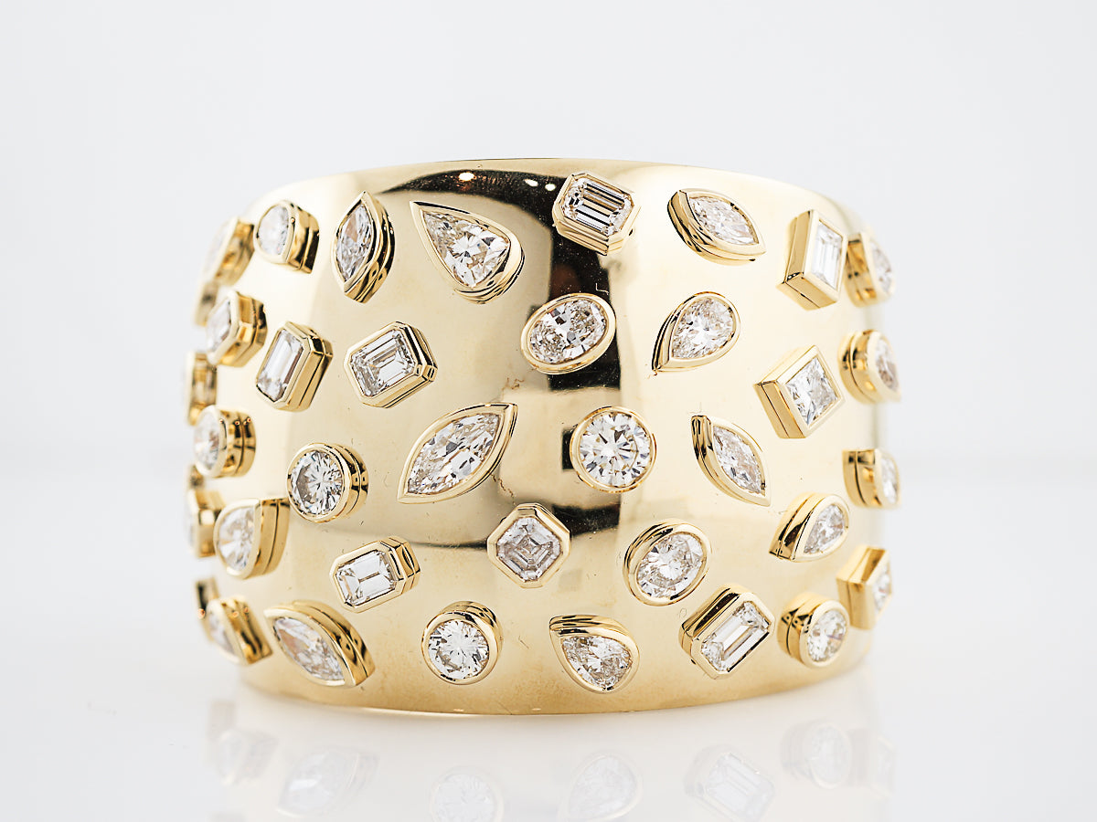 Bangle Bracelet Modern 24.43 Pear, Square, Emerald, Oval, Asscher & Marquee Cut Diamonds in 18K Yellow Gold