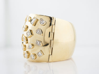 Bangle Bracelet Modern 24.43 Pear, Square, Emerald, Oval, Asscher & Marquee Cut Diamonds in 18K Yellow Gold
