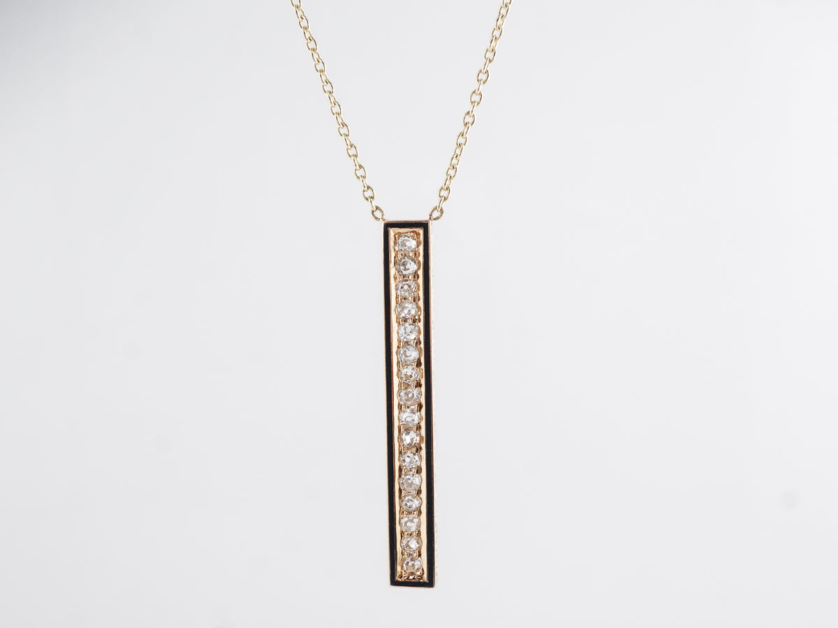 Bar Pendant Necklace w/ Diamonds in 14k