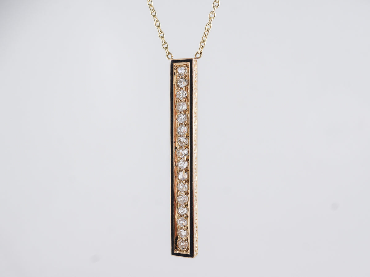 Bar Pendant Necklace w/ Diamonds in 14k