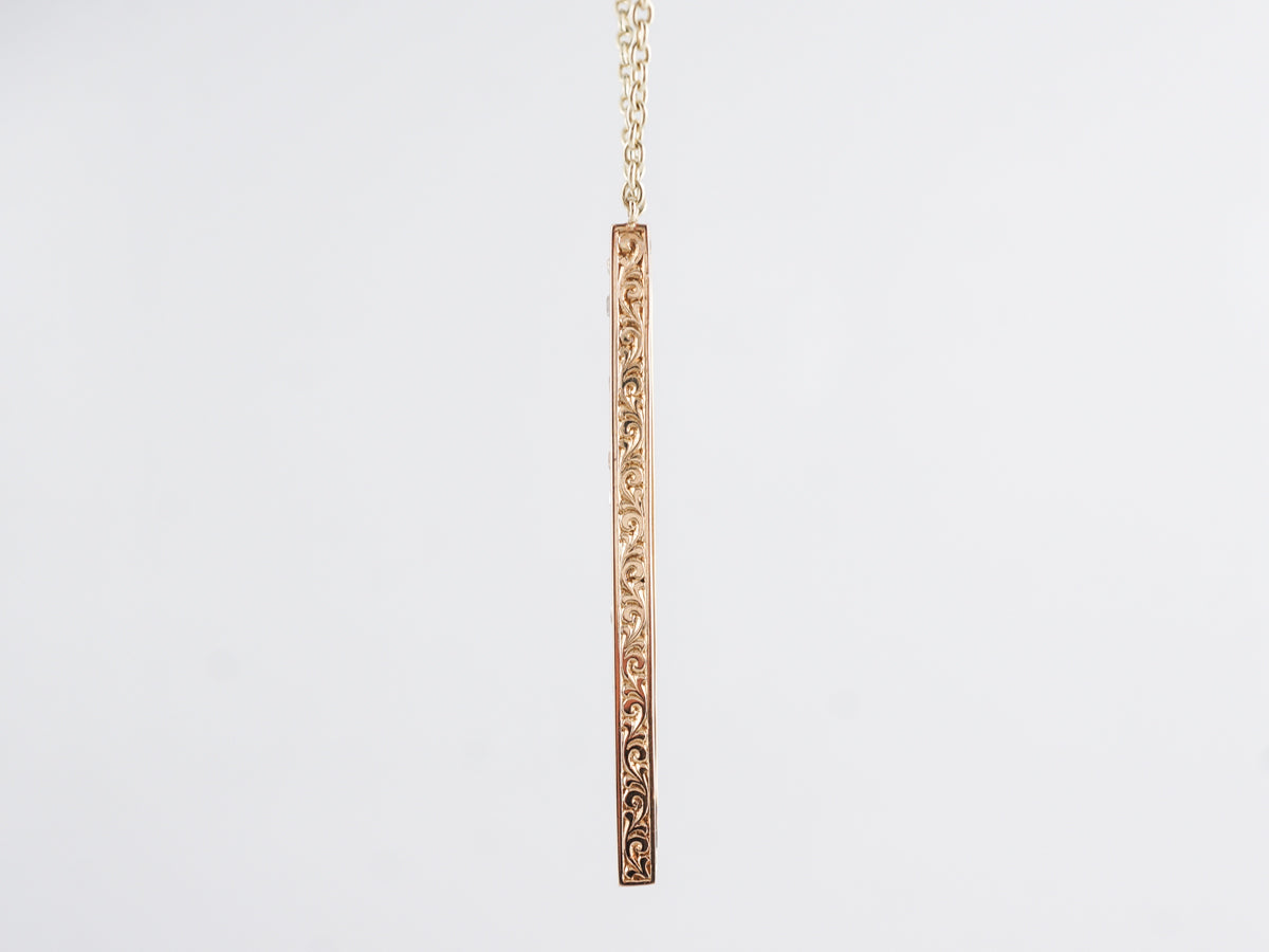 Bar Pendant Necklace w/ Diamonds in 14k