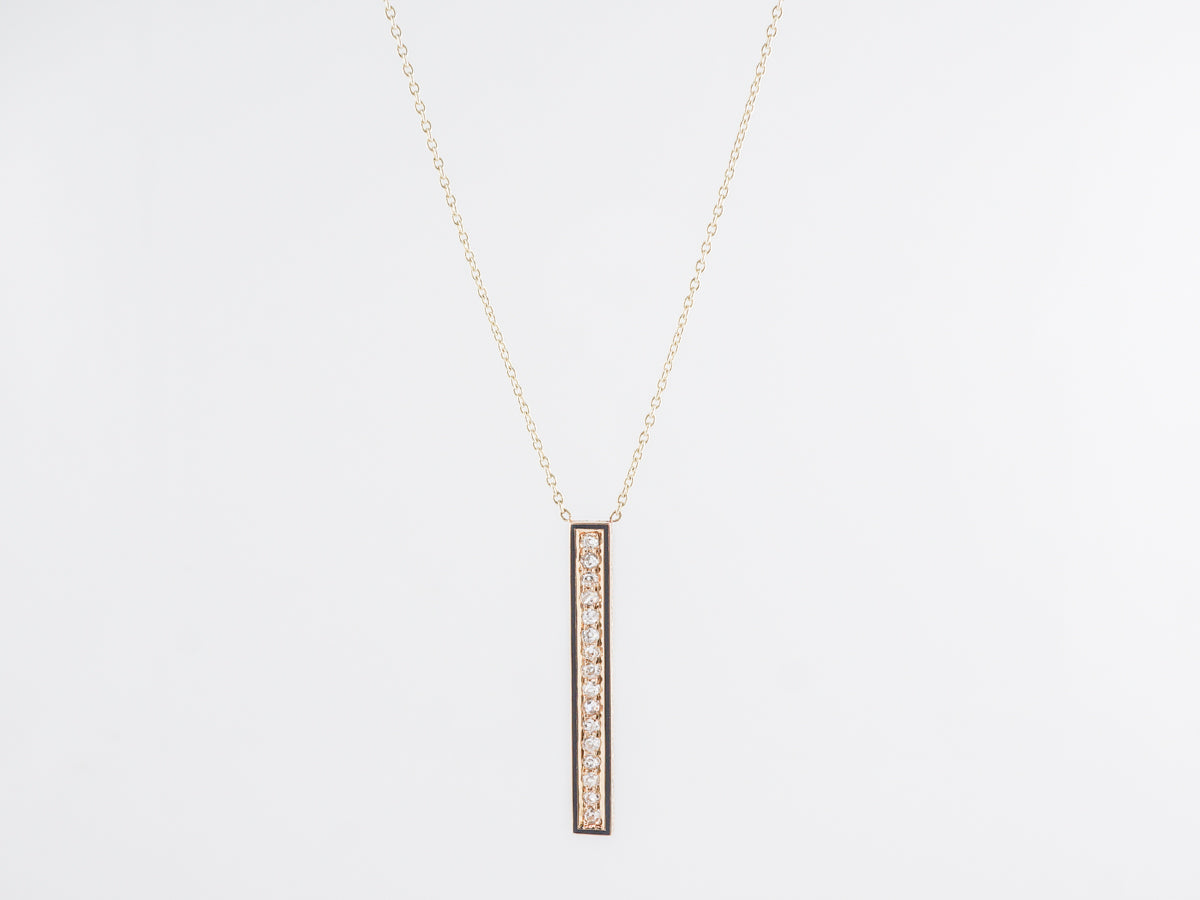 Bar Pendant Necklace w/ Diamonds in 14k