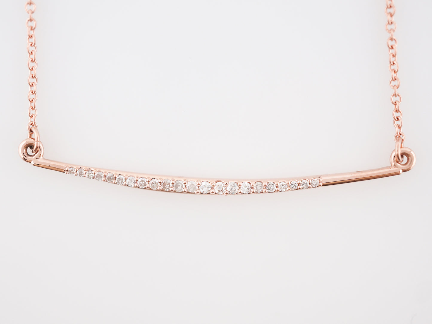 Bar Necklace Modern .12 Single Cut Diamond in 14K Rose Gold