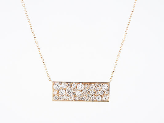 Bar Necklace Modern 1.46 Old European & Single Cut Diamonds in 18k Yellow Gold