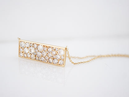 Bar Necklace Modern 1.46 Old European & Single Cut Diamonds in 18k Yellow Gold