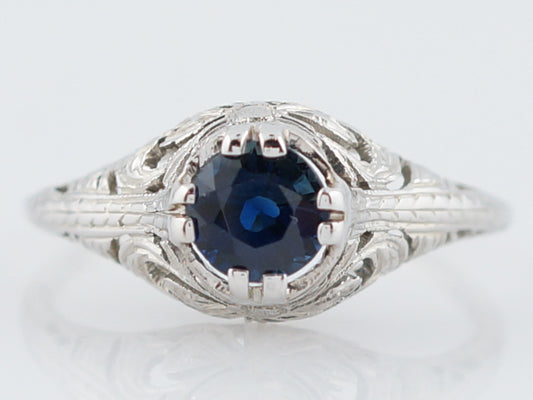 Blue Sapphire Engagement Ring Art Deco Belais Brothers