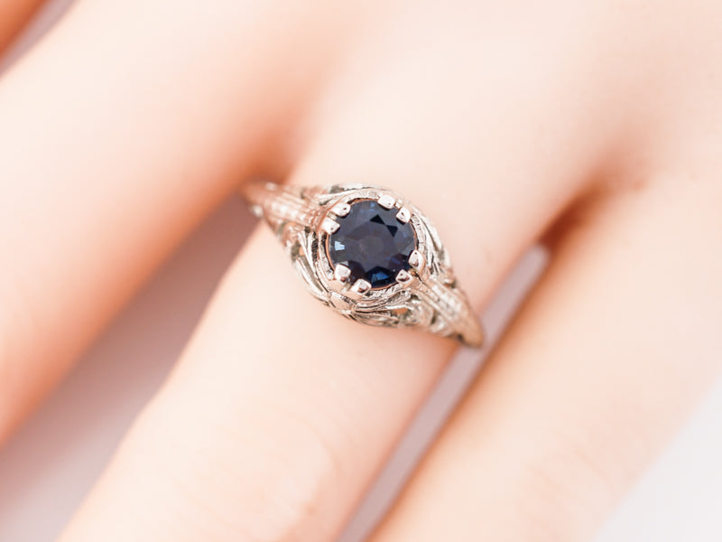 Blue Sapphire Engagement Ring Art Deco Belais Brothers