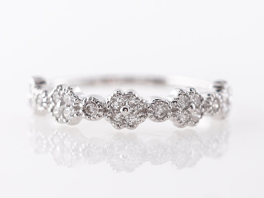 Milgrain Diamond Cluster Band in 14k White Gold