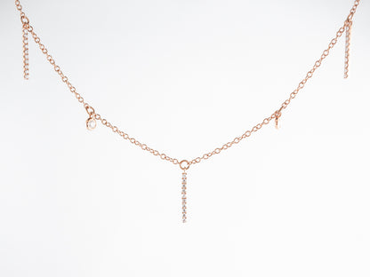Pave & Bezel Diamond Necklace in 18K Rose Gold
