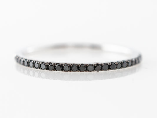 Thin Black Diamond Band in 14k White Gold