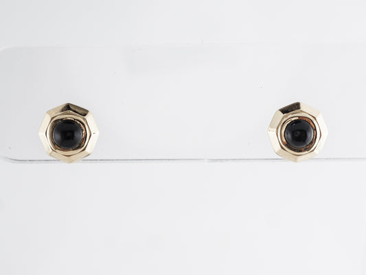 Black Onyx Earring Studs in 14k Yellow Gold