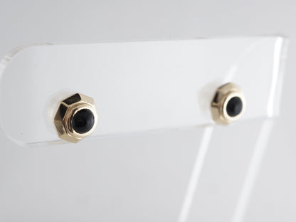 Black Onyx Earring Studs in 14k Yellow Gold