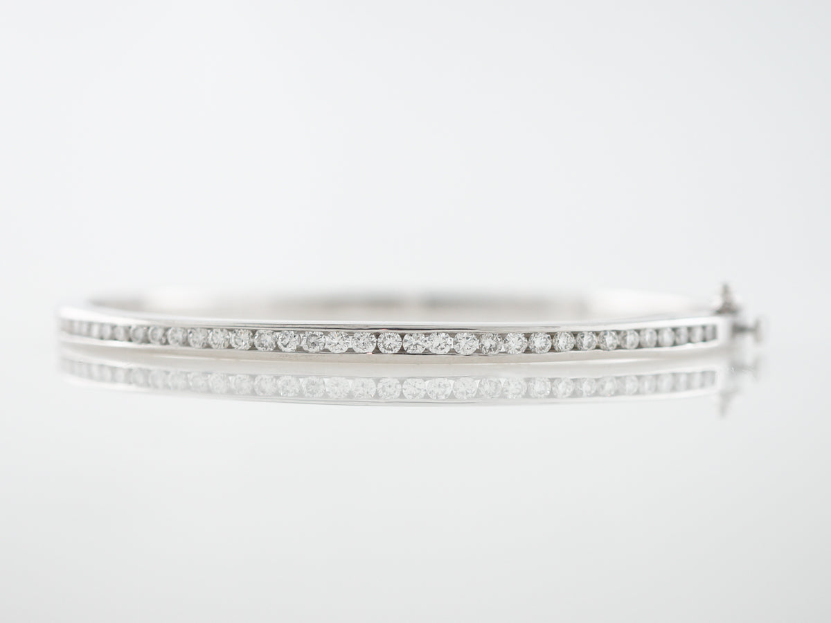 Bracelet Bangle Modern 1.49 Round Brilliant Cut Diamonds in 14k White Gold