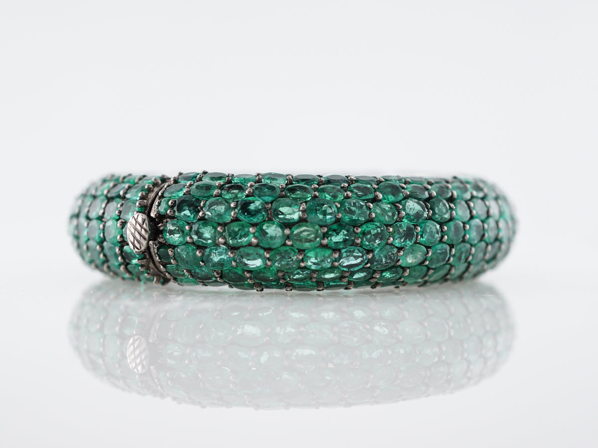 **RTV 1/17/19**Bracelet Modern 60.04 Oval Cut Emeralds in Sterling Silver
