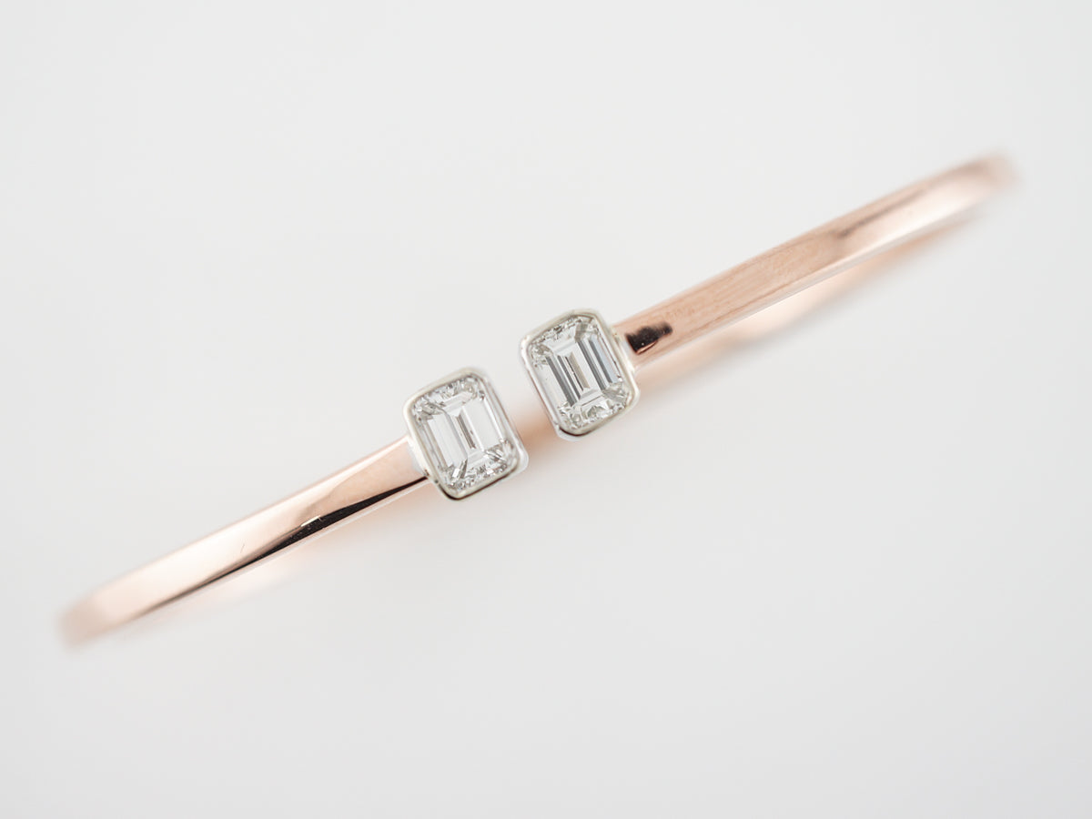 Emerald Cut Diamond Bracelet in Rose & White Gold