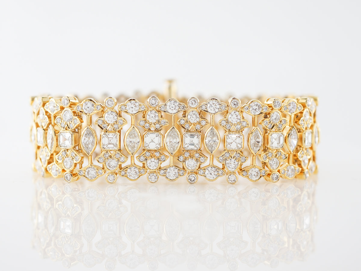 **RTV 1/17/19**Bracelet Modern 18.56 Asscher, Marquise, & Round Brilliant Cut Diamonds in 18k Yellow Gold