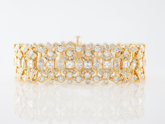 **RTV 1/17/19**Bracelet Modern 18.56 Asscher, Marquise, & Round Brilliant Cut Diamonds in 18k Yellow Gold