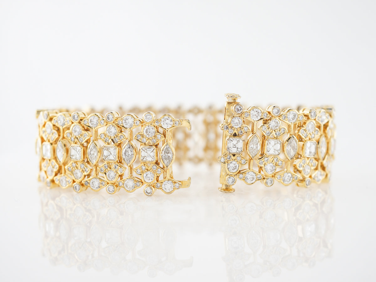 **RTV 1/17/19**Bracelet Modern 18.56 Asscher, Marquise, & Round Brilliant Cut Diamonds in 18k Yellow Gold