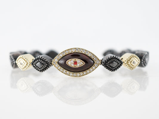 Bracelet Modern .44 Round Brilliant Cut Diamonds in 14K Yellow Gold & Sterling Silver