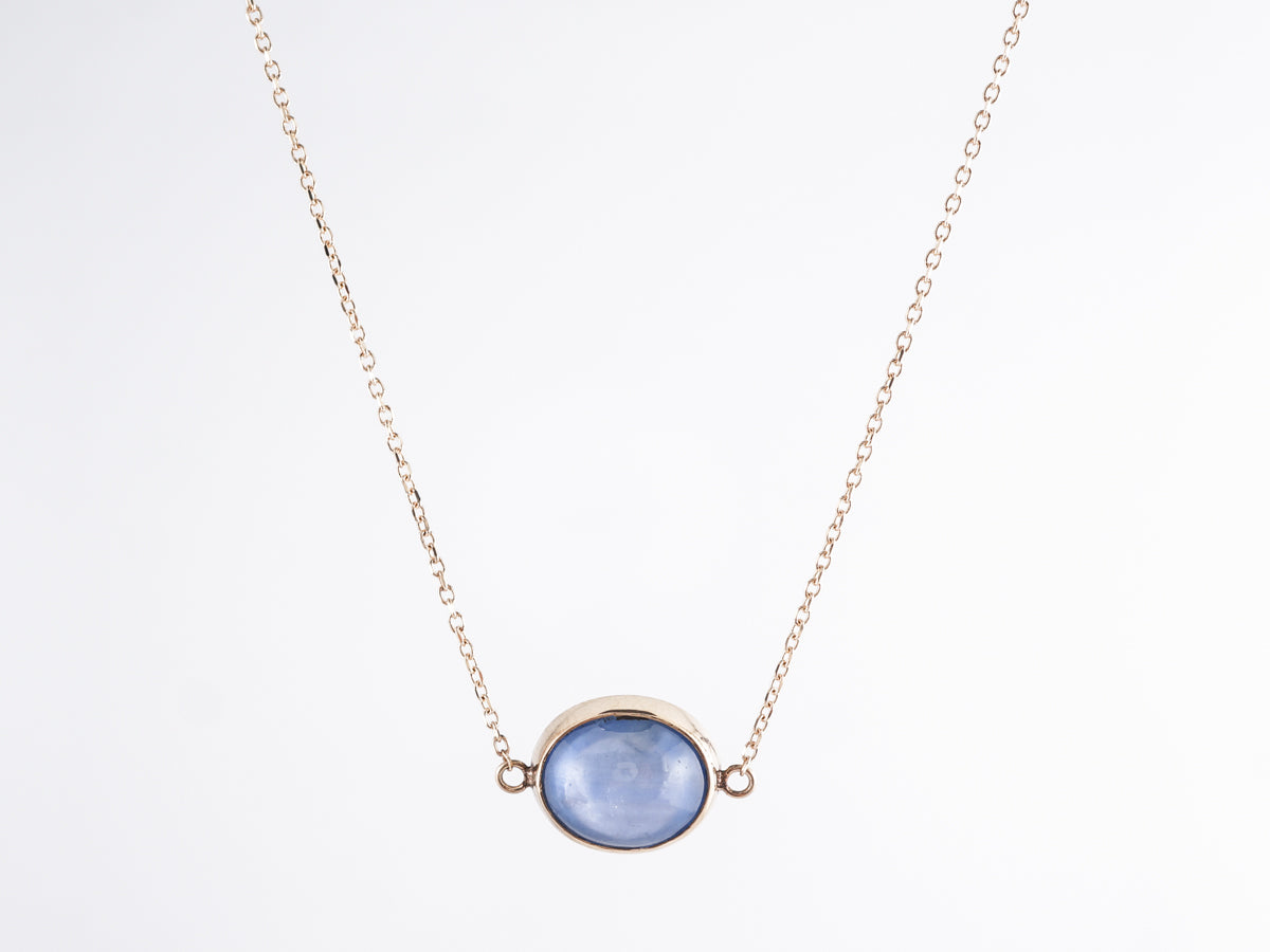 Cabochon Cut Sapphire Necklace in 14k Yellow Gold