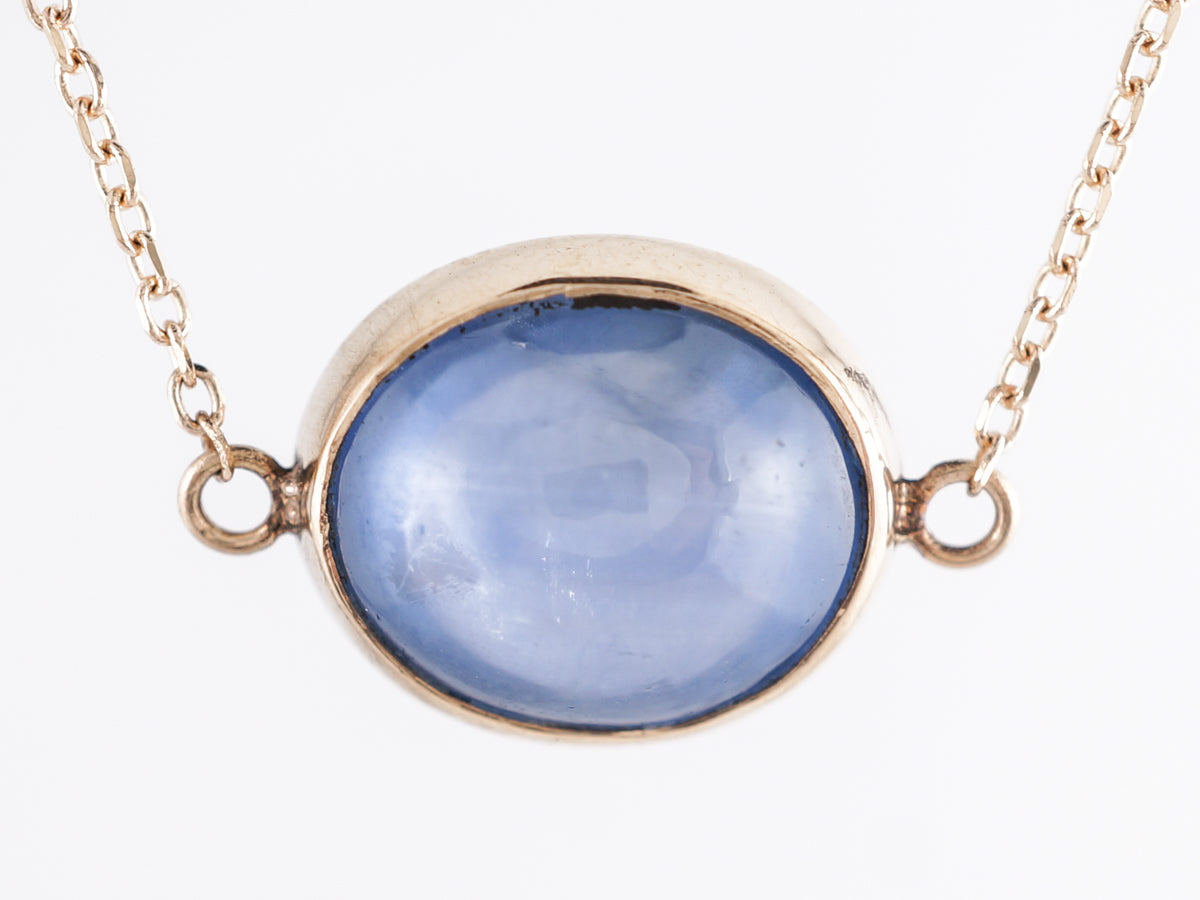 Cabochon Cut Sapphire Necklace in 14k Yellow Gold