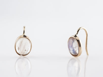 Simple Cabochon Moonstone Earrings in 14k Yellow Gold