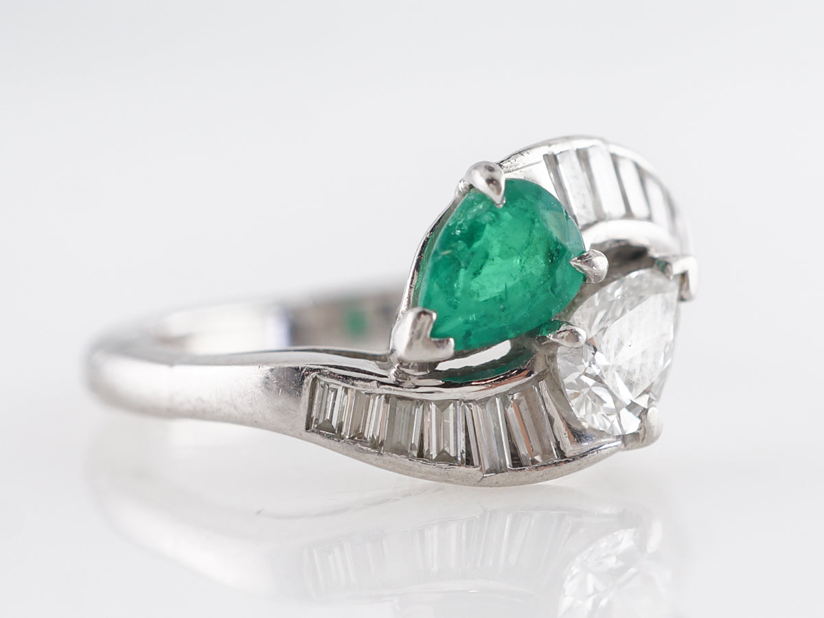 Cartier Emerald and Diamond Cocktail Ring in Platinum