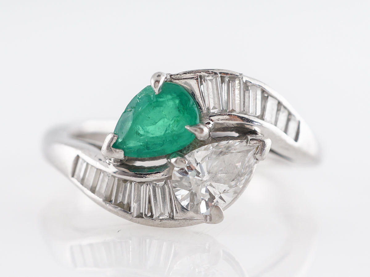 Cartier Emerald and Diamond Cocktail Ring in Platinum