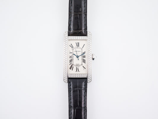 Cartier Tank Americaine Ladies Watch Modern 2.13 Round Brilliant Cut Diamonds in 18K White Gold
