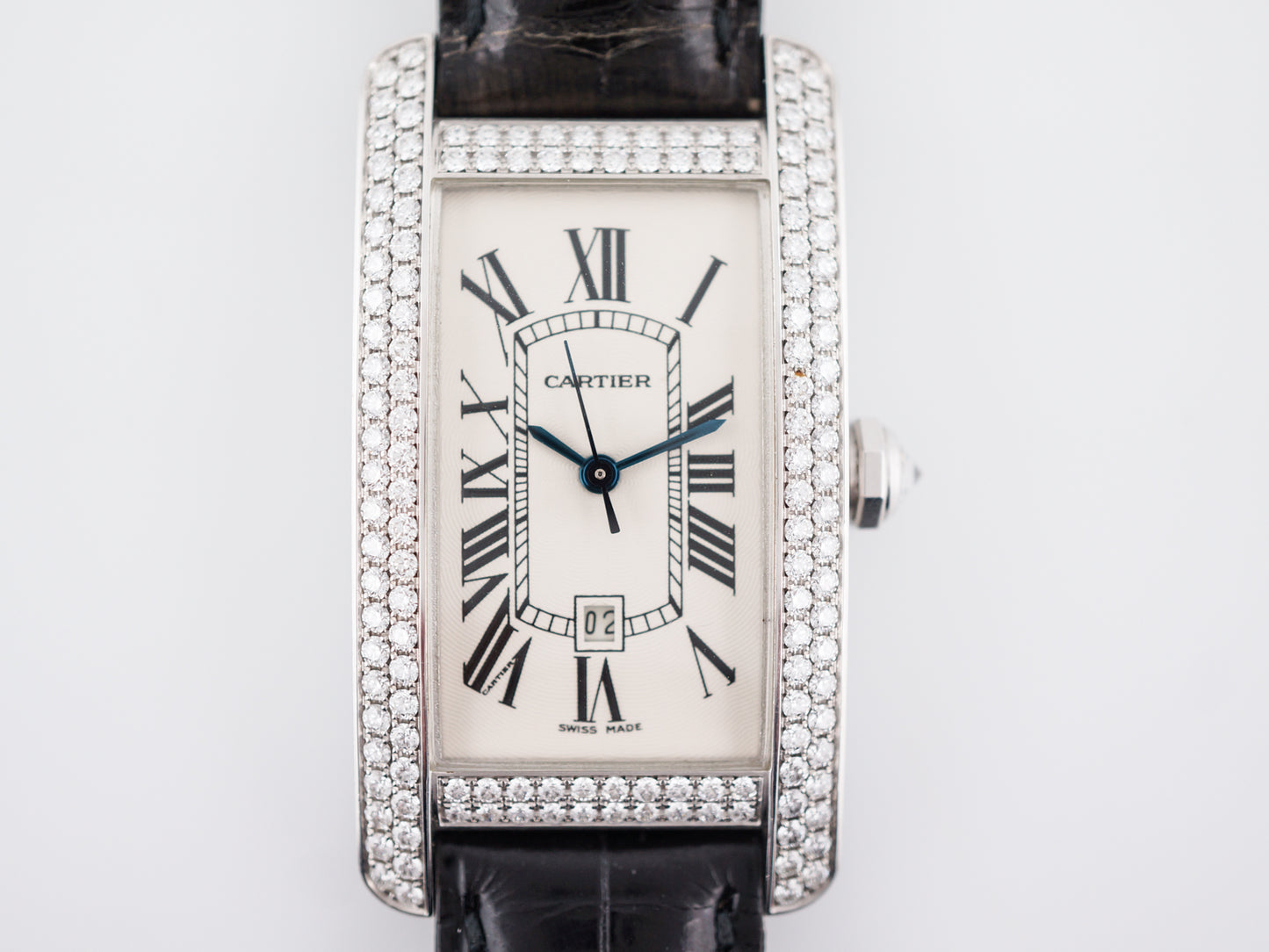 Cartier Tank Americaine Ladies Watch Modern 2.13 Round Brilliant Cut Diamonds in 18K White Gold