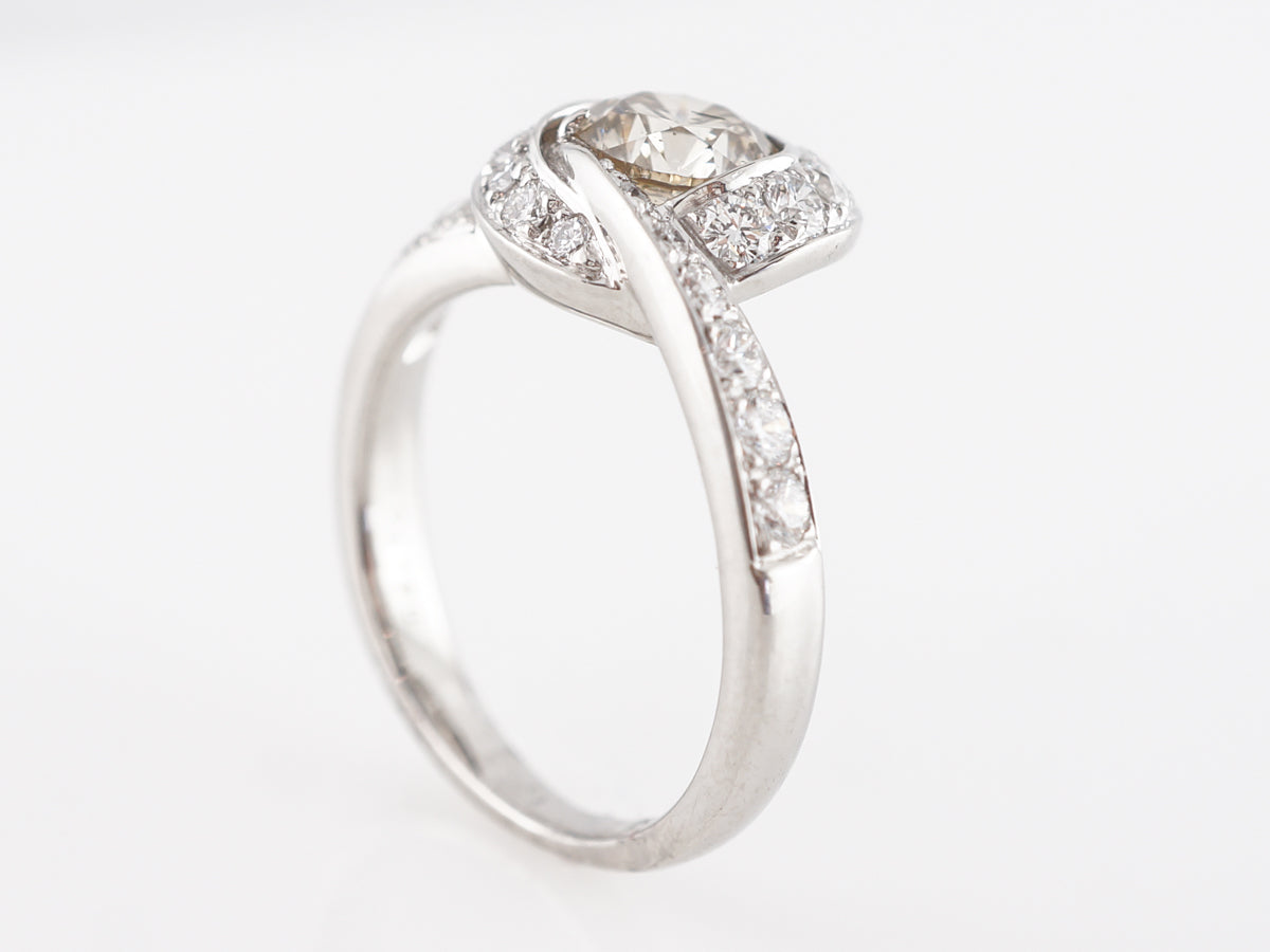Champagne Diamond Engagement Ring in Platinum