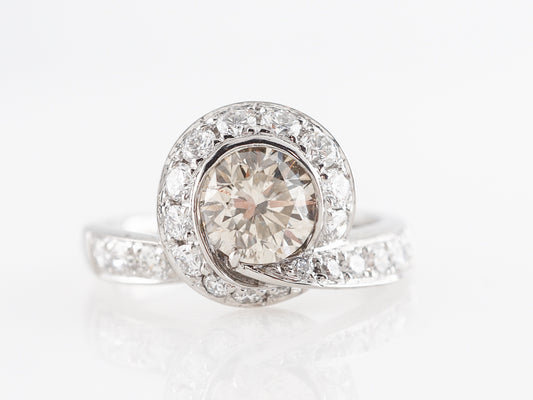 Champagne Diamond Engagement Ring in Platinum