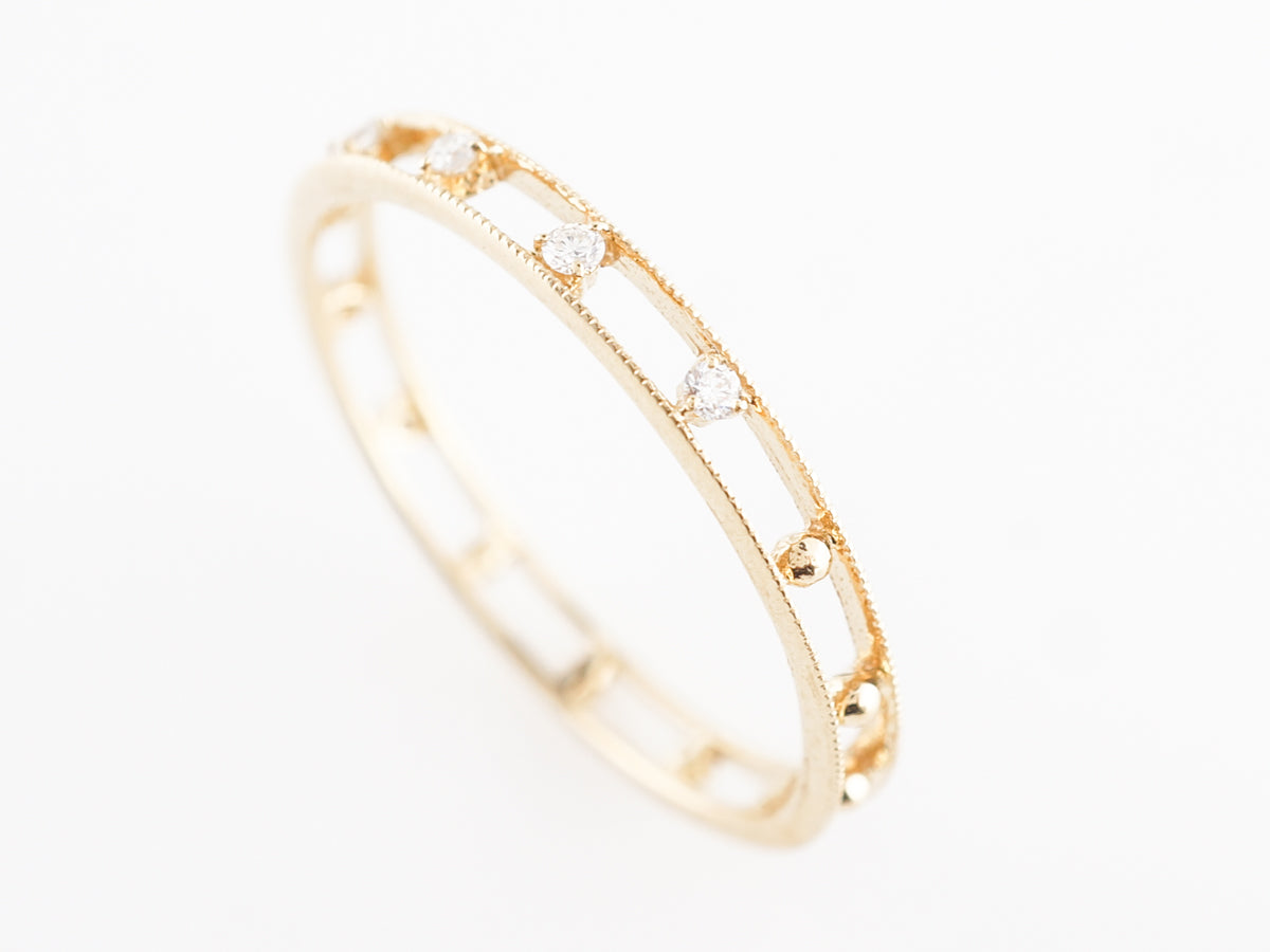 Channel Set Diamond Wedding Band in 18k Yellow Gold