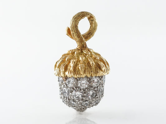 Acorn Pendant w/Pave Diamond  in 18k & Platinum